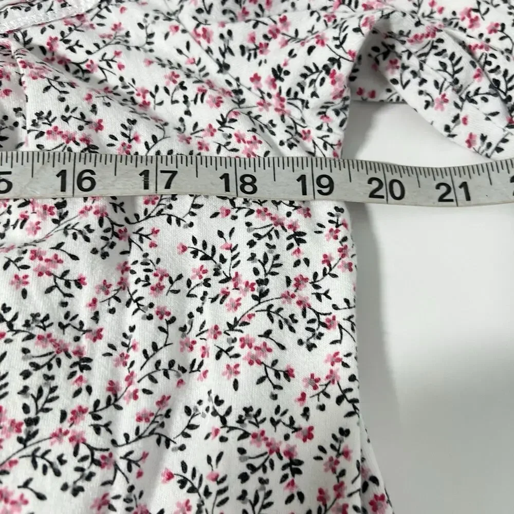 Eileen West Nightgown Small 100% Cotton Flannel Floral Pink Cottagecore Lace